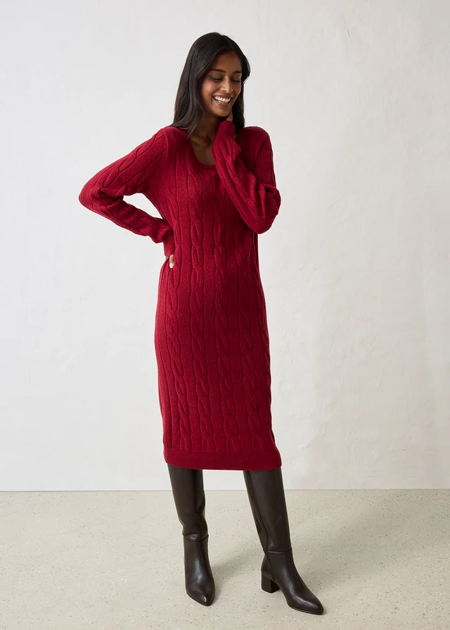 Wild-cherry cable knit dress