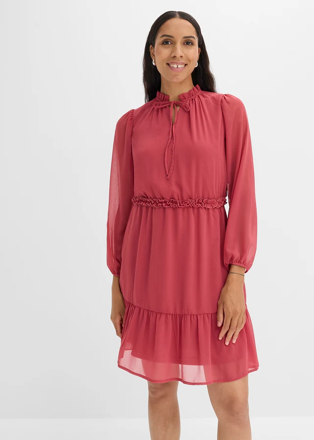 Smoke-cherry chiffon dress