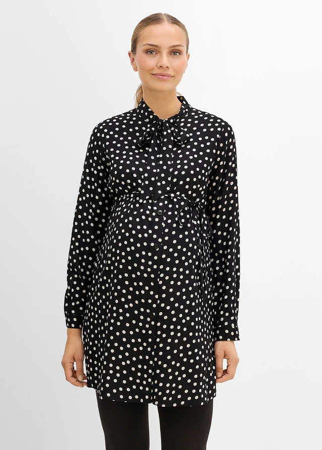 Polka-dot maternity and nursing viscose dress