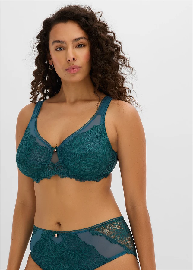 Green-blue minimizer bra with padded straps